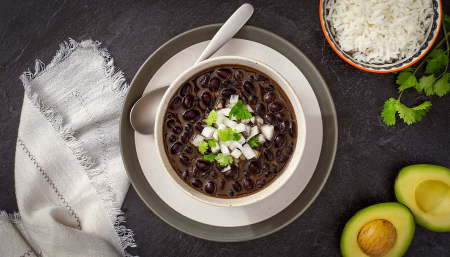 Enjoy A Warm, Delicious Bowl Of Black Bean Soup For Lunch! Wallpaper
