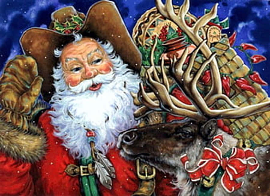 Enjoy The Spirit Of Cowboy Christmas Wallpaper