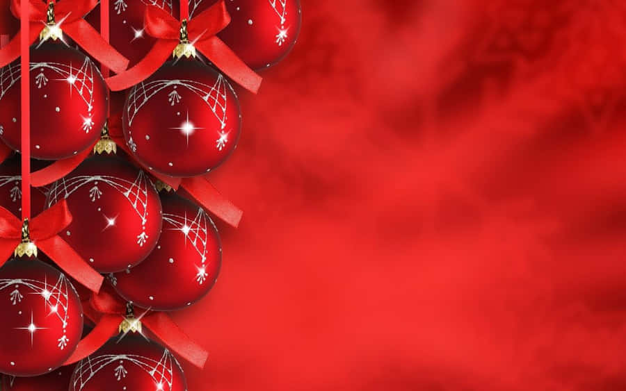 Enjoy The Spirit Of The Holiday Season With This Beautiful Red Aesthetic Christmas Image Wallpaper