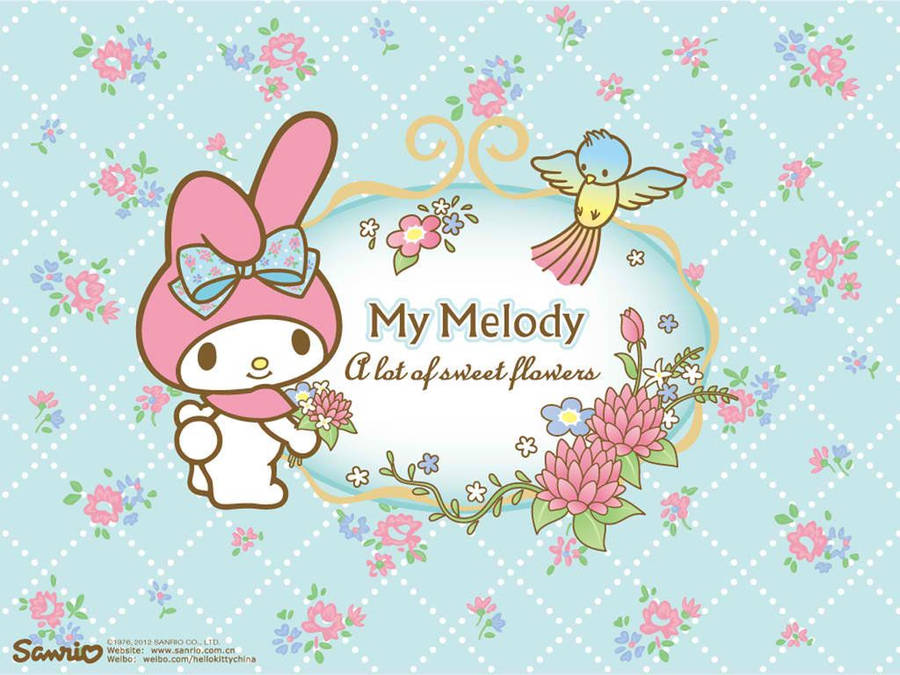 Enjoy The Sweet Scent Of Spring With My Melody And Her Floral Friends! Wallpaper