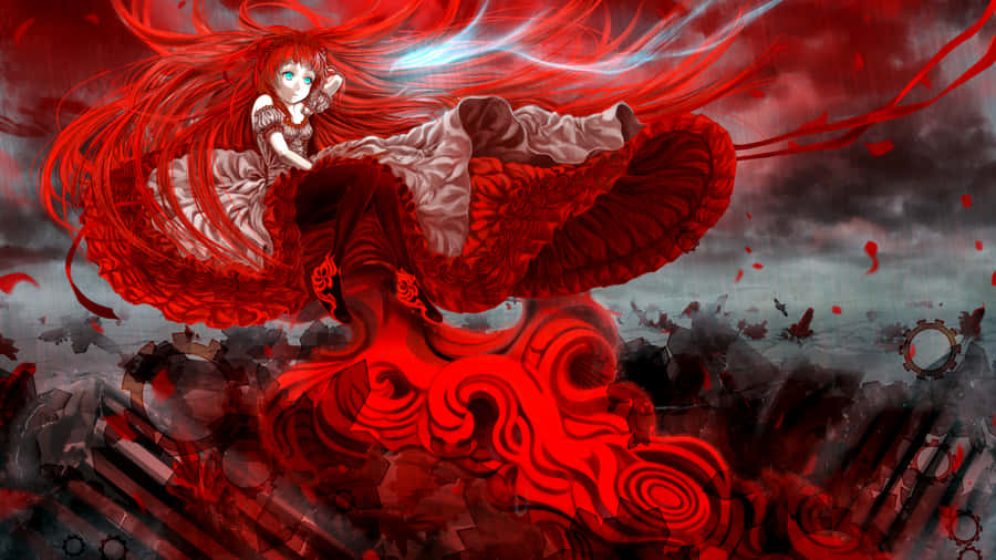 Enjoy Your Favorite Anime With This Beautiful Red Aesthetic Laptop. Wallpaper