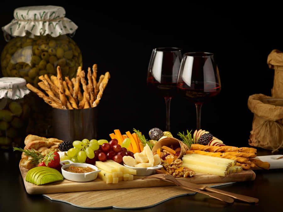 Enjoying Delicious Food And Beverage Wallpaper