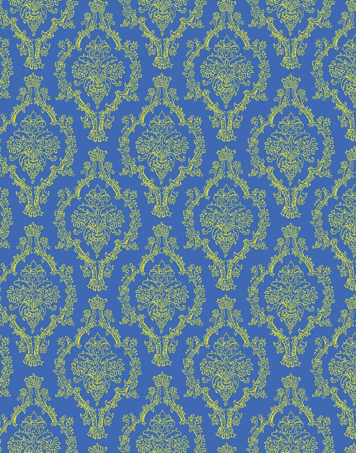 Enthralling Blue And Gold Vintage Style Wallpaper