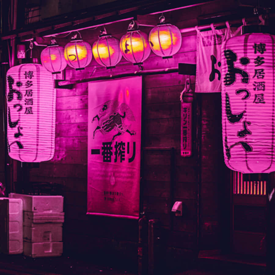 Enthralling Neon House At Night Wallpaper