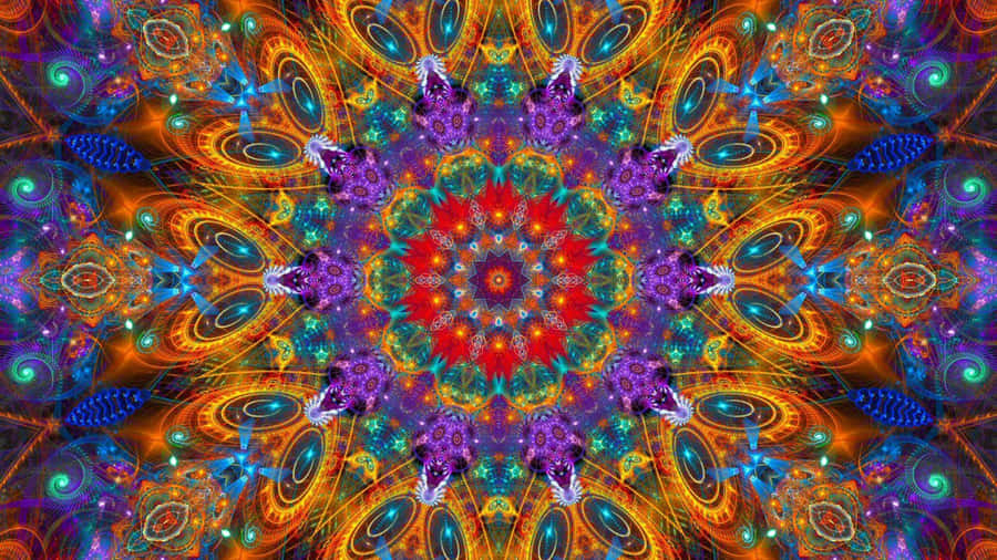Entrancing Psychedelic Fractal Pattern Wallpaper