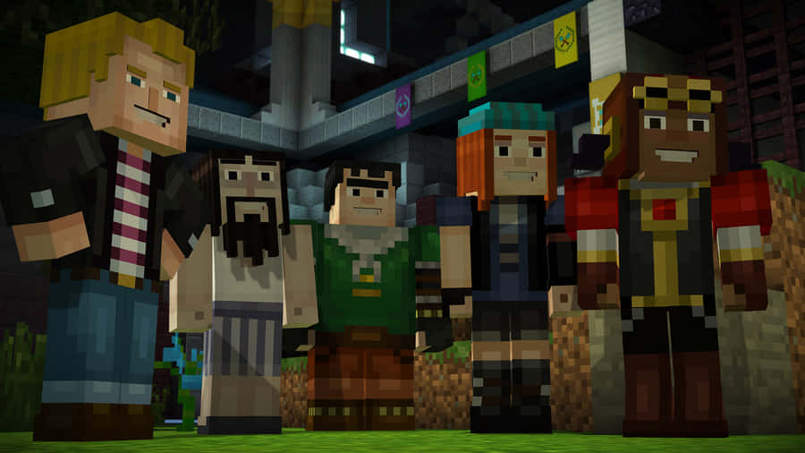 Epic Adventure Awaits In Minecraft Story Mode Wallpaper