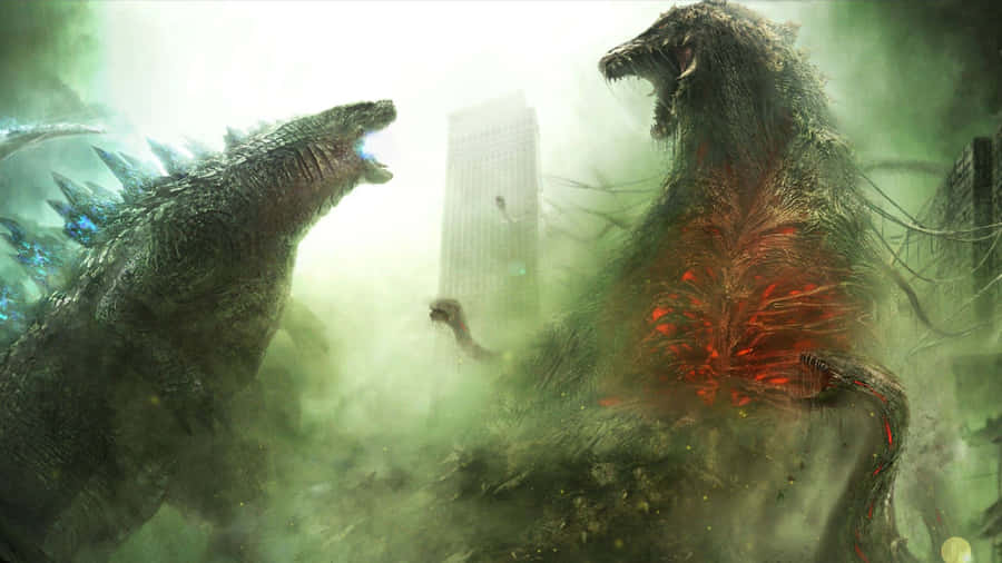 Epic Battle Between Godzilla And Biollante Wallpaper