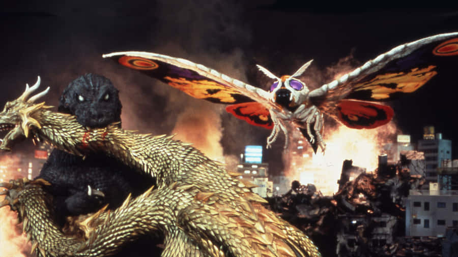 Epic Battle Between Godzilla And Mothra Wallpaper