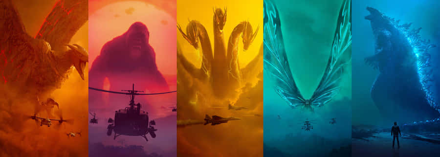 Epic Clash Of Titans In The Monsterverse Wallpaper