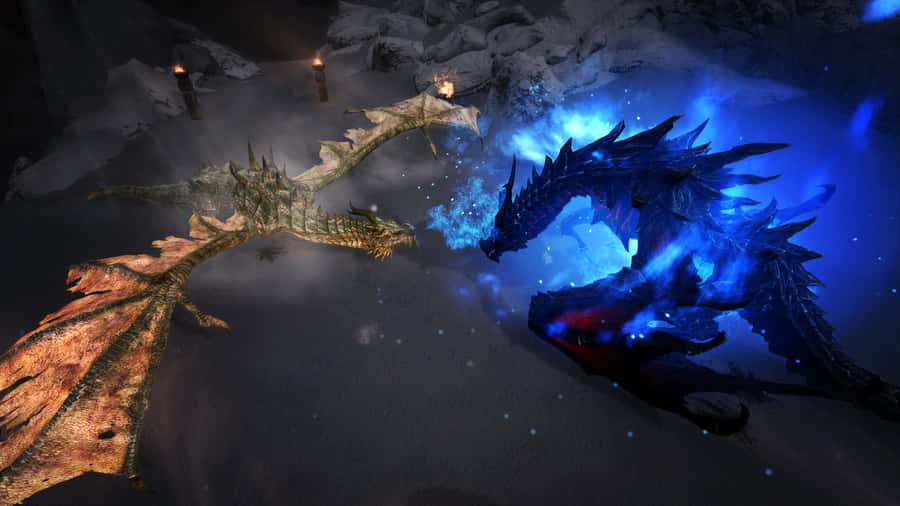 Epic Face-off With Paarthurnax In Skyrim Wallpaper