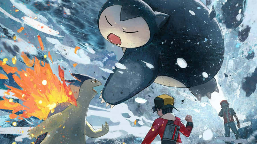 Epic Pokemon Battlein Snowstorm Wallpaper