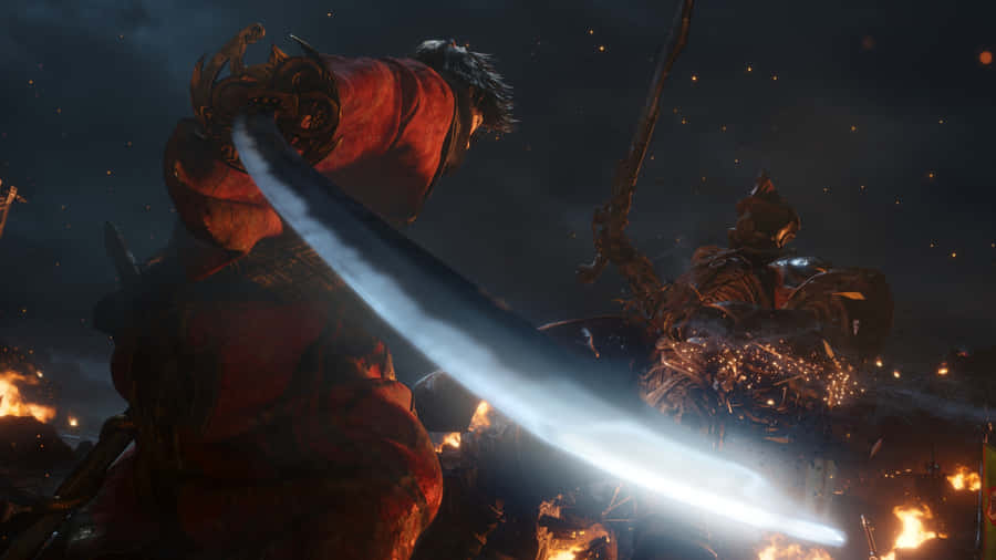 Epic Samurai Duel_ Nighttime Battle Wallpaper