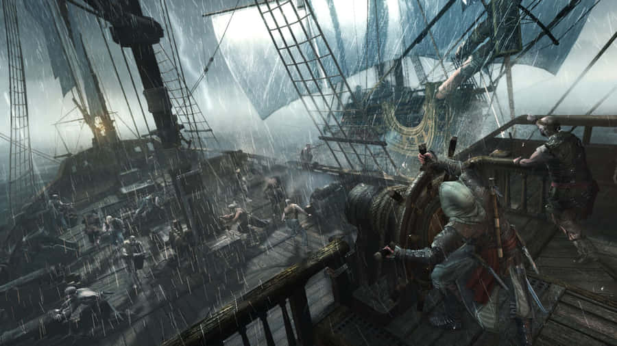 Epic Ship Battle In Assassin's Creed 4: Black Flag Wallpaper