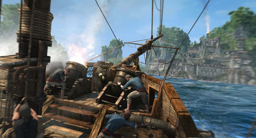 Epic Ship Combat In Assassin's Creed 4: Black Flag Wallpaper