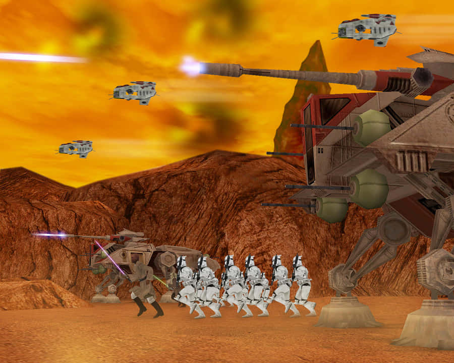 Epic Showdown At The Battle Of Geonosis Wallpaper