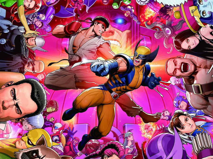 Epic Showdown: Marvel Vs Capcom Characters Wallpaper