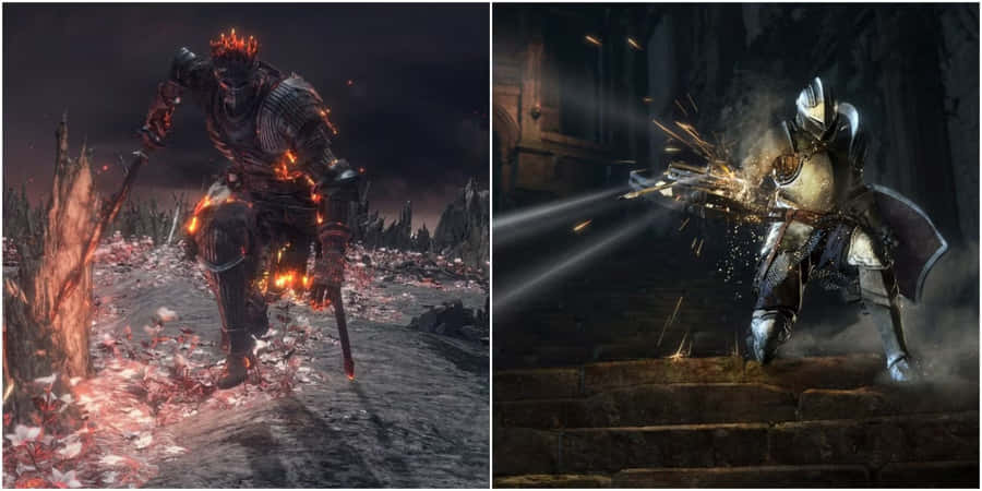Epic Showdown With Dark Souls Bosses Wallpaper