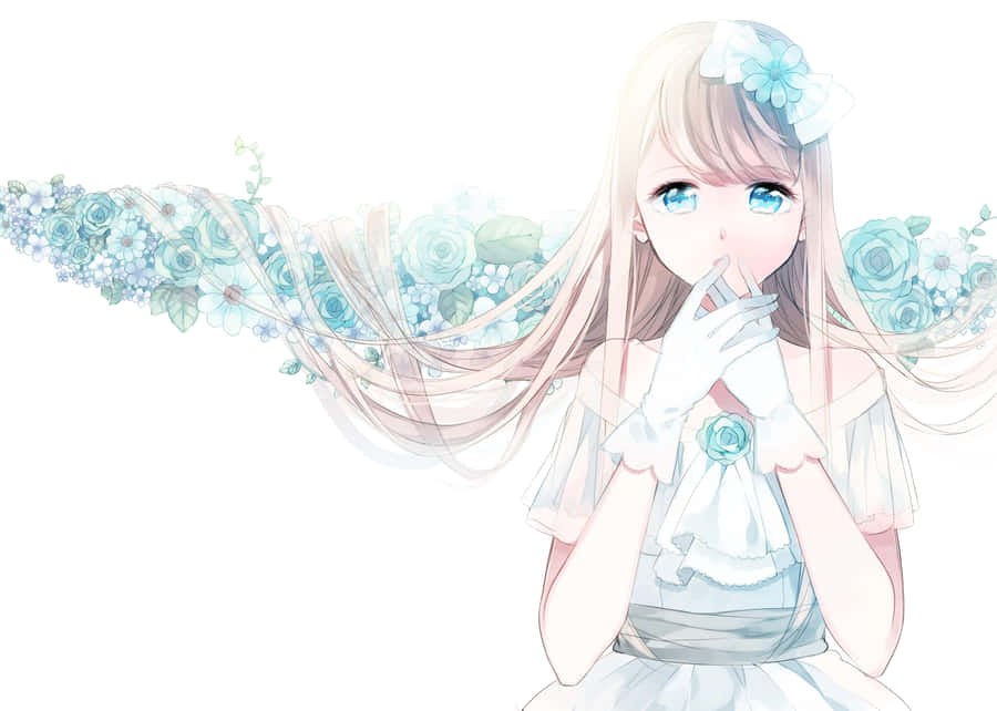 Ethereal Floral Anime Girl Wallpaper