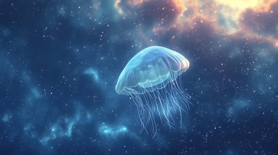 Ethereal Moon Jellyin Space Wallpaper