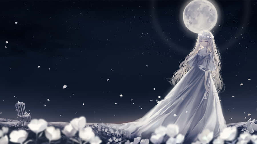 Ethereal Moonlit Anime Scene Wallpaper