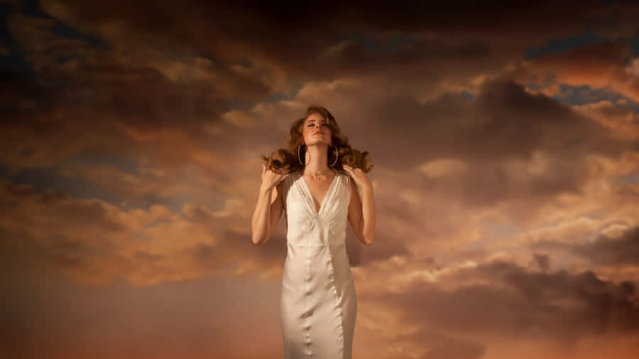Ethereal Woman Cloudy Sky Wallpaper