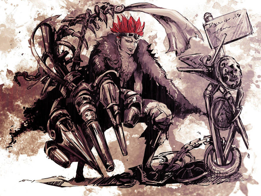 Eustass Kid Selective Color Sketch Art Wallpaper