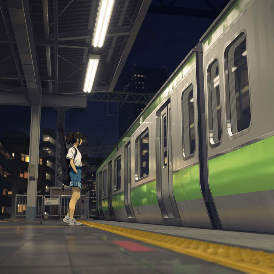 Evening Train Departure Scene Wallpaper
