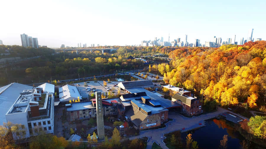 Evergreen Brick Works Autumn Aerial View Wallpaper