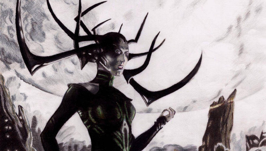 Evil Hela Drawing Wallpaper