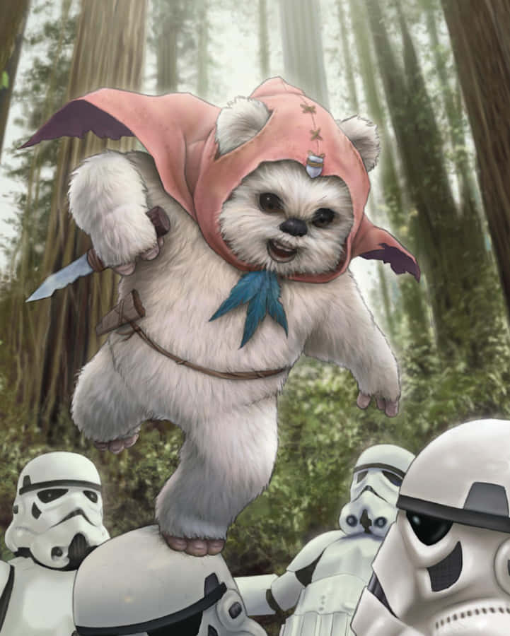 Ewok_ Warrior_ Amidst_ Stormtroopers.jpg Wallpaper