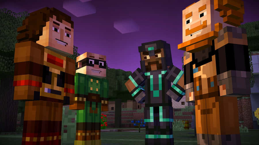 Exciting Adventure Awaits In Minecraft Story Mode Wallpaper