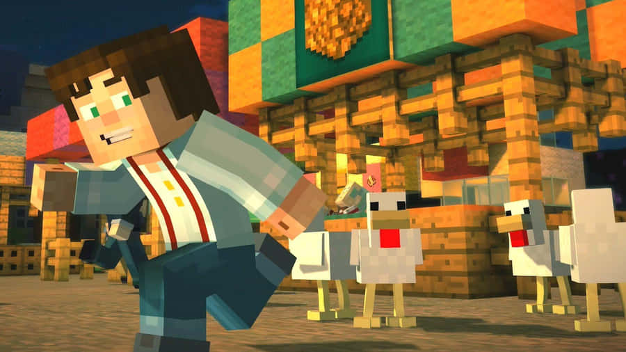 Exciting Adventures In Minecraft Story Mode Wallpaper