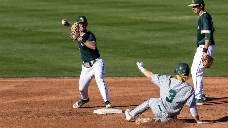 Exciting College Baseball Game In Action Wallpaper