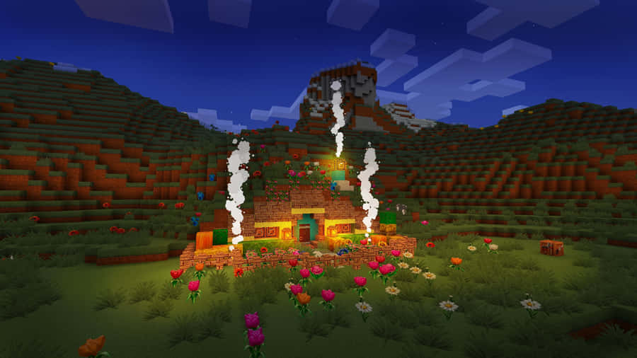 Exciting Minecraft Adventure In A Vibrant World Wallpaper