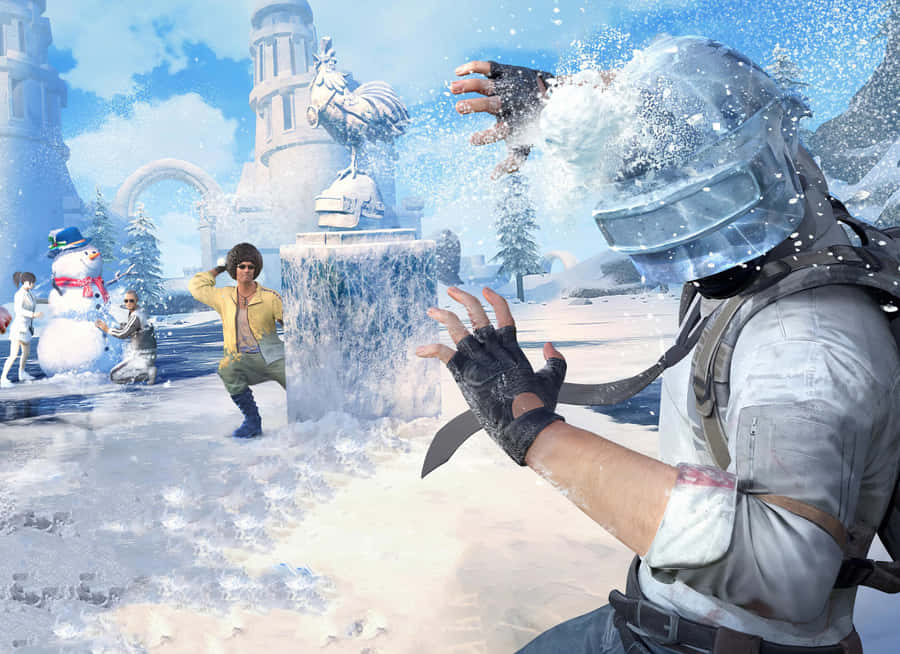 Exciting Snowball Fight In Winter Wonderland Wallpaper