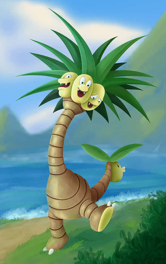 Exeggutor Walking By The Beach Wallpaper