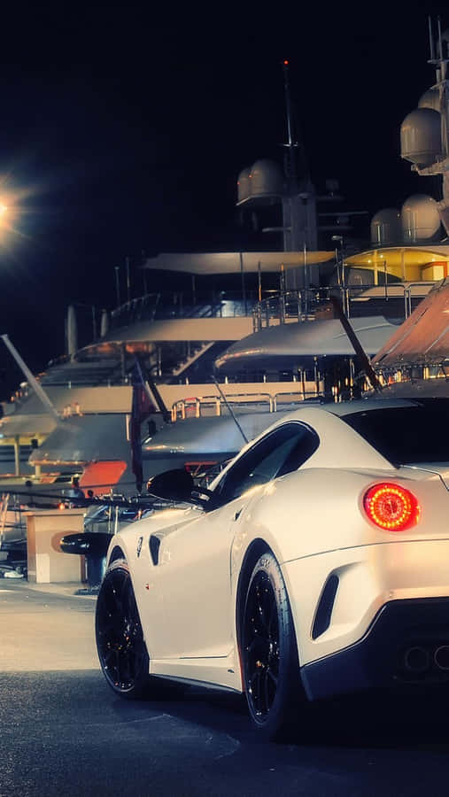 Experience Luxury With This White Ferrari Phone Wallpaper