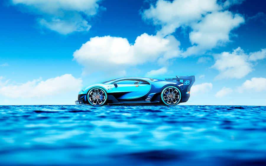 Experience The Power Of A Bugatti Chiron With Its Glowing Neon Lights In The Night Wallpaper