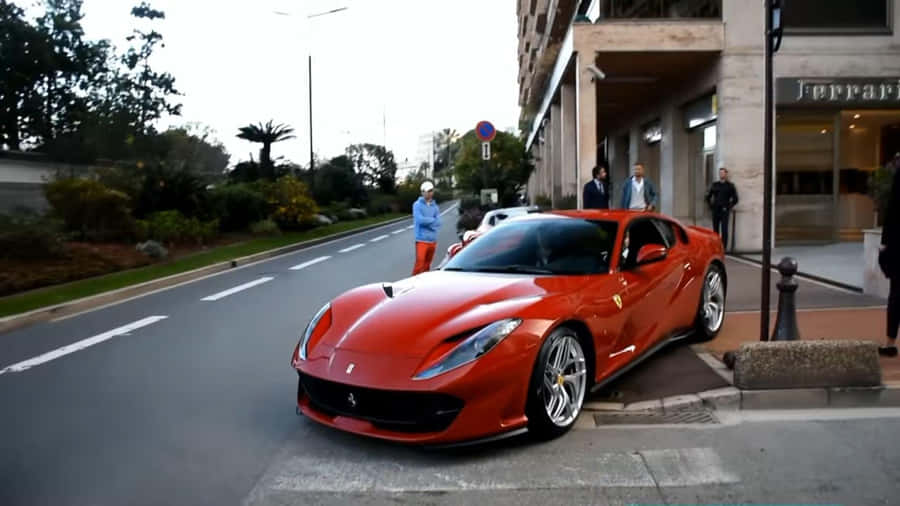 Experience The Thrill Of The Ferrari 812 Superfast In Action Wallpaper
