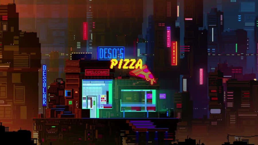 Explore The Beautiful World Of City Pixel Art Wallpaper