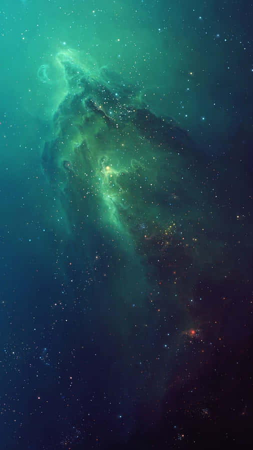 Explore The Majestic Beauty Of The Green Galaxy Wallpaper