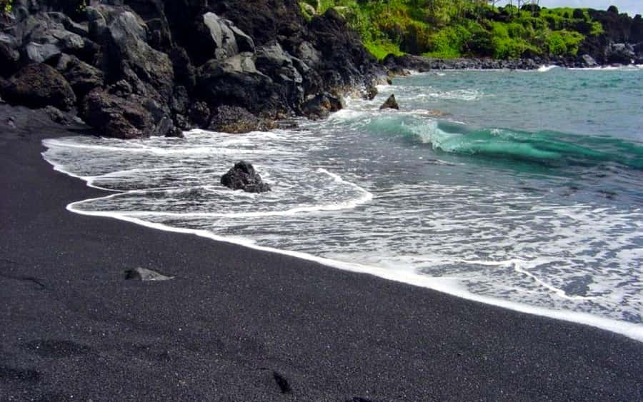 Explore The Remote Black Sand Beach Wallpaper