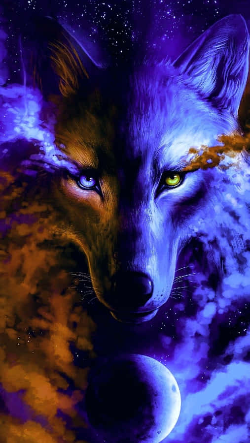 Explore The Strength Of Nature With Water & Fire Wolf Wallpaper