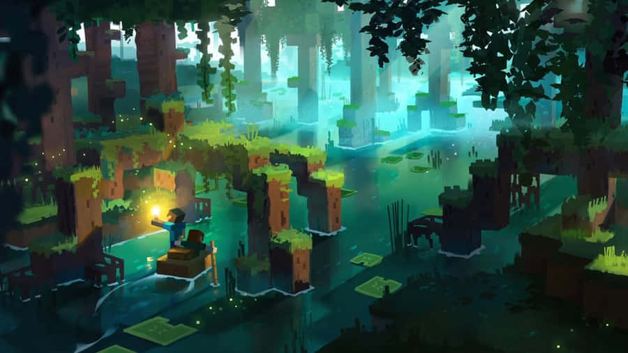 Exploring The World Of Minecraft: Stunning Fan Art Wallpaper