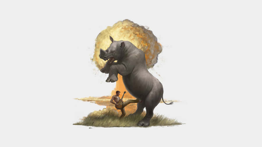 Explosive Battle Hippoand Warrior Wallpaper