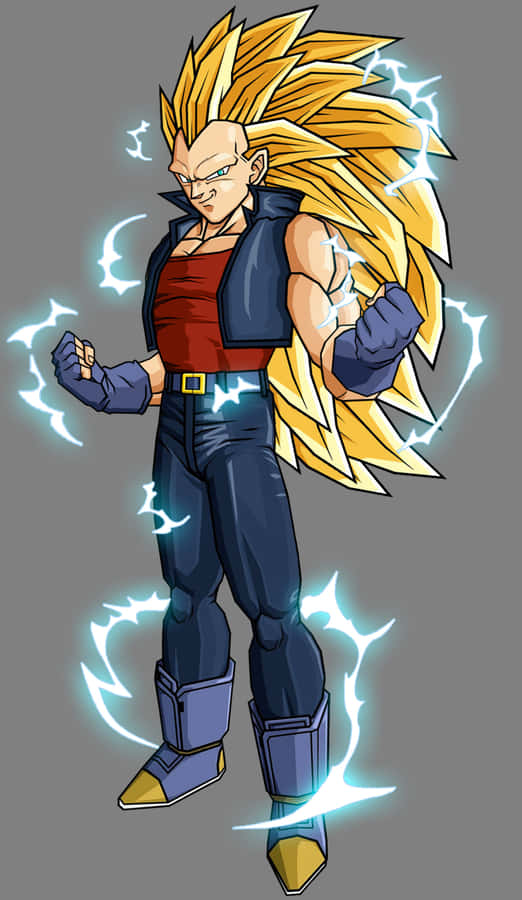 Explosive Power Unleashed: Vegeta Super Saiyan 3 Wallpaper