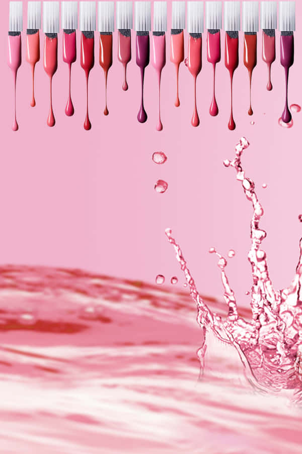 Exquisite Pink Nails With Sparkling Accents Wallpaper