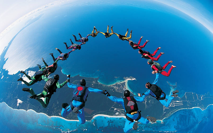Extreme Sports Skydiving Group Wallpaper