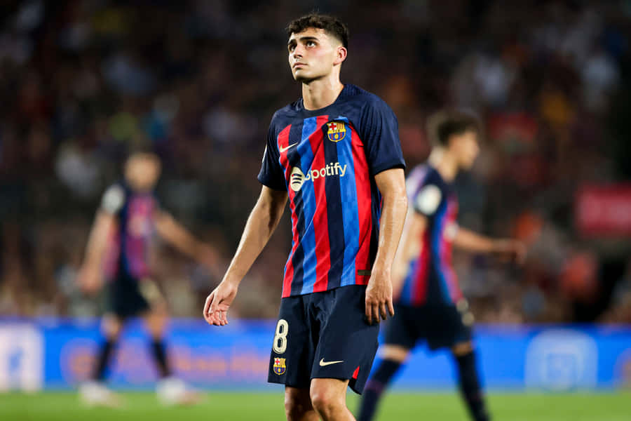 F C Barcelona Midfielder Pedri In Action Wallpaper