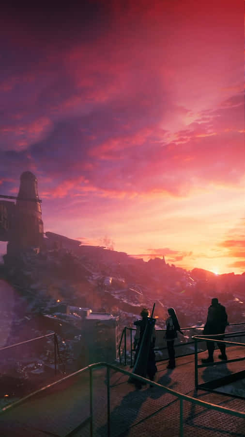 F F7 Remake Sunset Overlooking Midgar Wallpaper